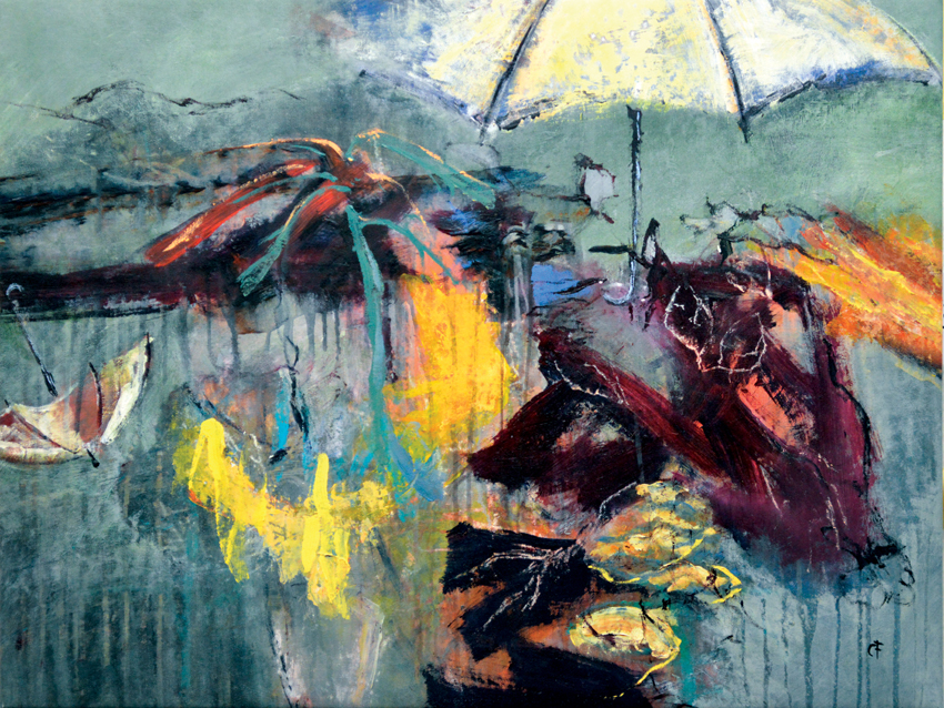 Du kan fange solen i en paraply II Malerier Carsten Frank | Køb kunst og malerier fra Carsten frank | Unikt udvalg