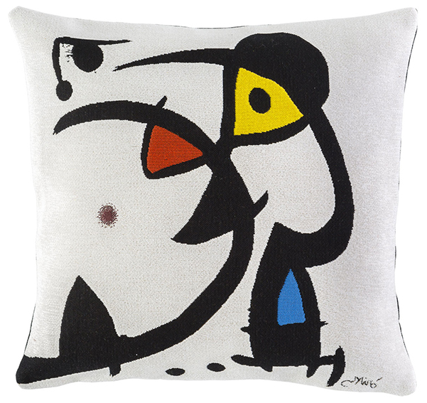 MIRO Personnages hantes par un diseau Billedvævning Poulin Design | Puder med smukke designs fra Poulin Design