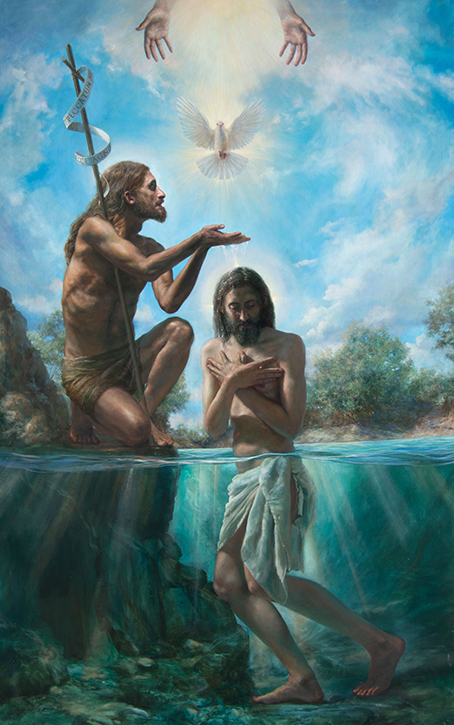 The baptism of christ Malerier Alejandro DeCinti | Køb eksklusivt Alejandro DeCinti kunst