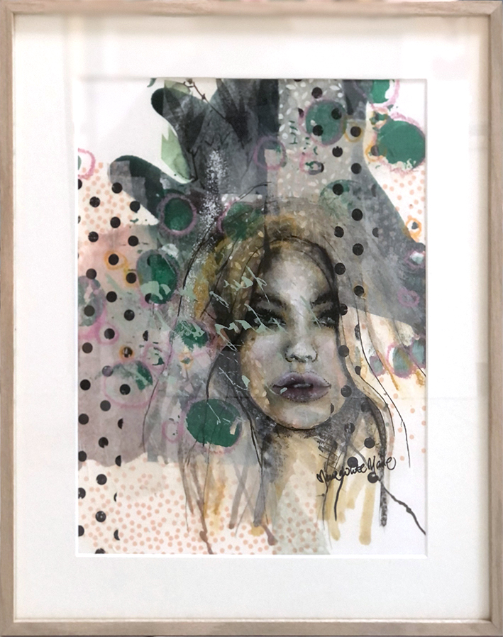 Collagepige Kunst på papir Benedikte Marie | Dragende malerier af Benedikte Marie | Køb her