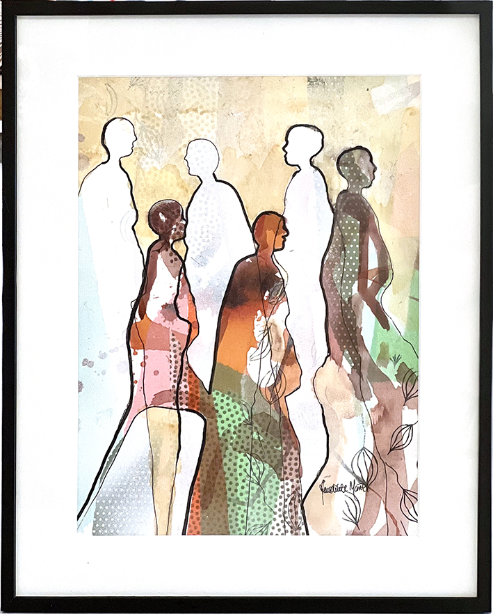 Collagepige Kunst på papir Benedikte Marie | Dragende malerier af Benedikte Marie | Køb her