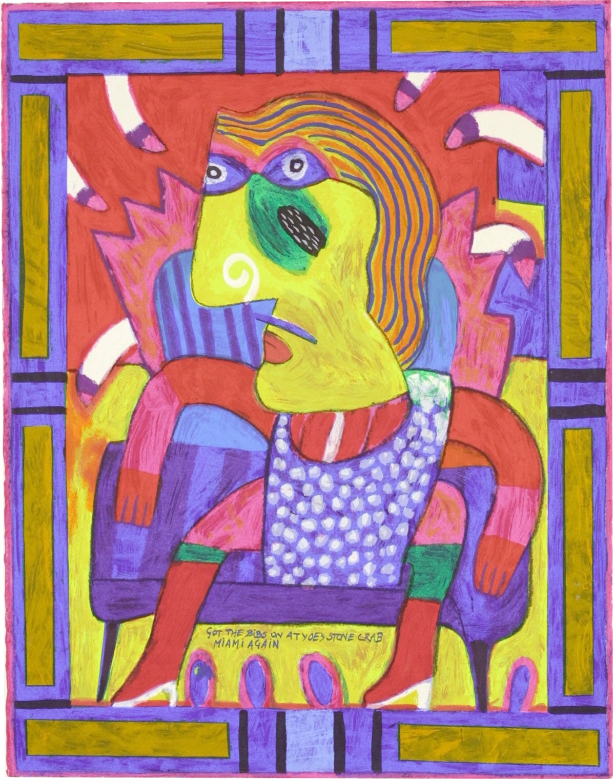 Got the bibs on a yoe´s crab Miami again Litografier Clemens Briels | Køb unik kunst af Clemens Briels - Litografi