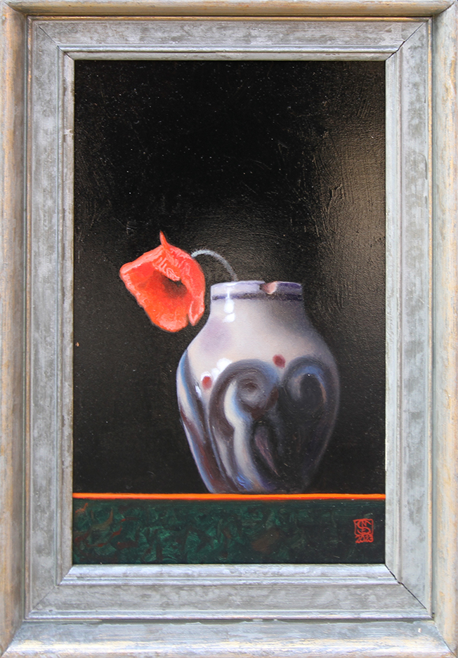 Valmuer i keramisk vase Malerier Niels Erik Von Skovballe | Værker af Niels Erik Von Skovballe