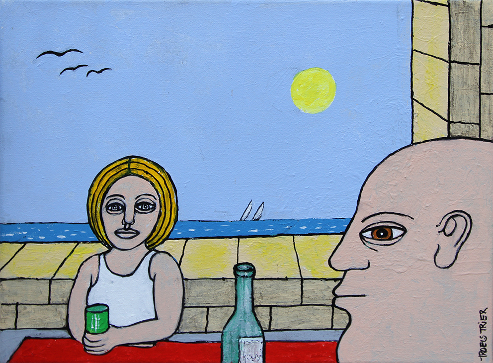 Eftermiddag på terassen Malerier Troels Trier | Køb Troels Trier kunst og maleri - Unikt udvalg