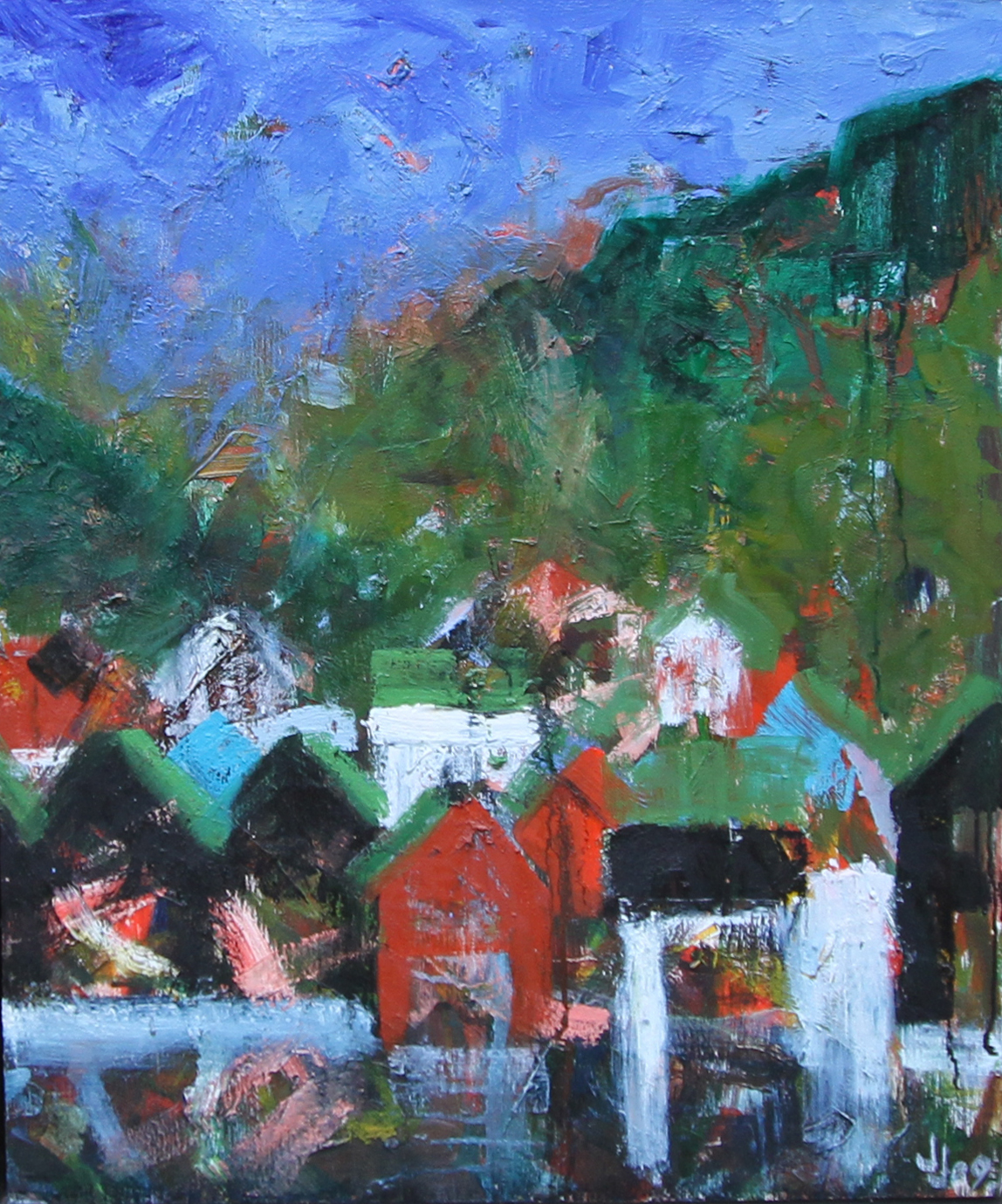 Bygd Færøerne Malerier Jeppe Jeppesen | Malerier fra Jeppe Jeppesens udstillinger