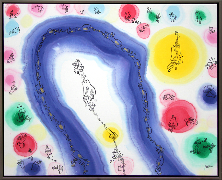 Walking blue man Malerier Yoshio Nakajima | Køb malerier er kunstneren Yoshio Nakajima