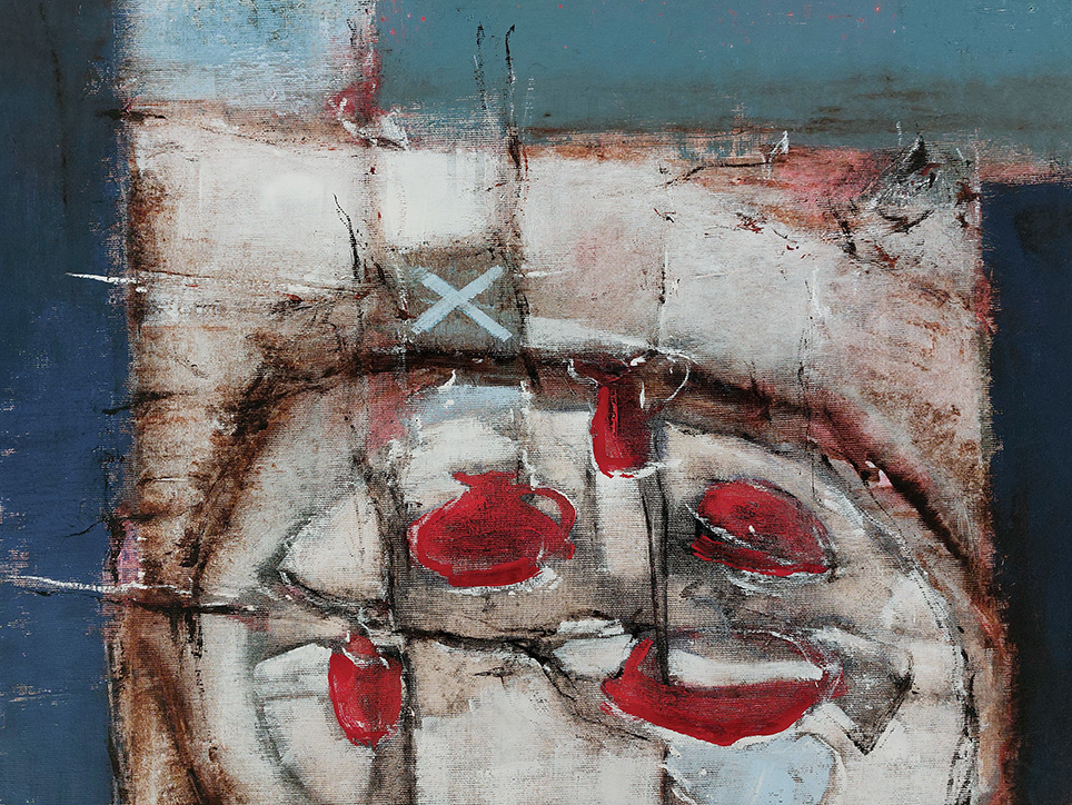 Table behind the curtain I Malerier Carsten Frank | Køb kunst og malerier fra Carsten frank | Unikt udvalg