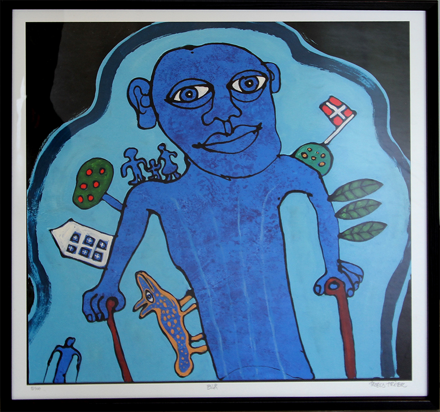 Blå Litografier Troels Trier | Køb Troels Trier kunst og maleri - Unikt udvalg