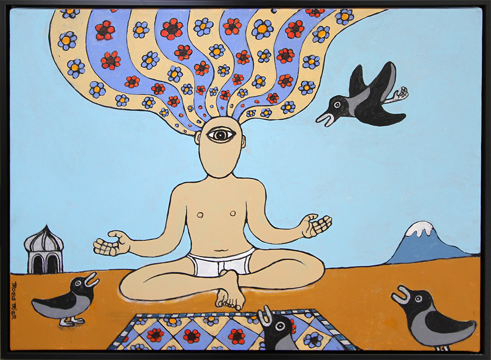 En Yogi letter Malerier Troels Trier | Køb Troels Trier kunst og maleri - Unikt udvalg