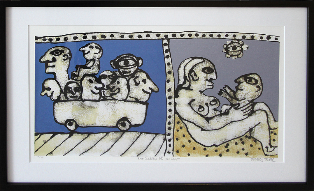 Familien på udflugt Litografier Troels Trier | Køb Troels Trier kunst og maleri - Unikt udvalg