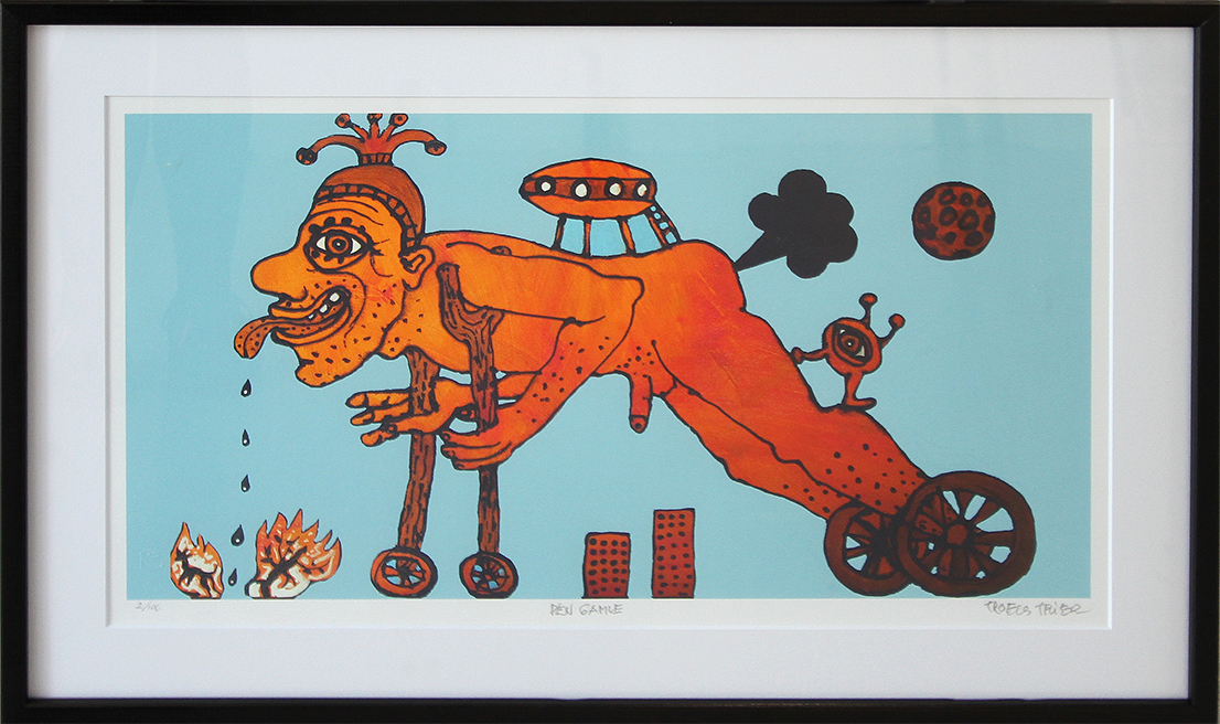 Den gamle mand Litografier Troels Trier | Køb Troels Trier kunst og maleri - Unikt udvalg