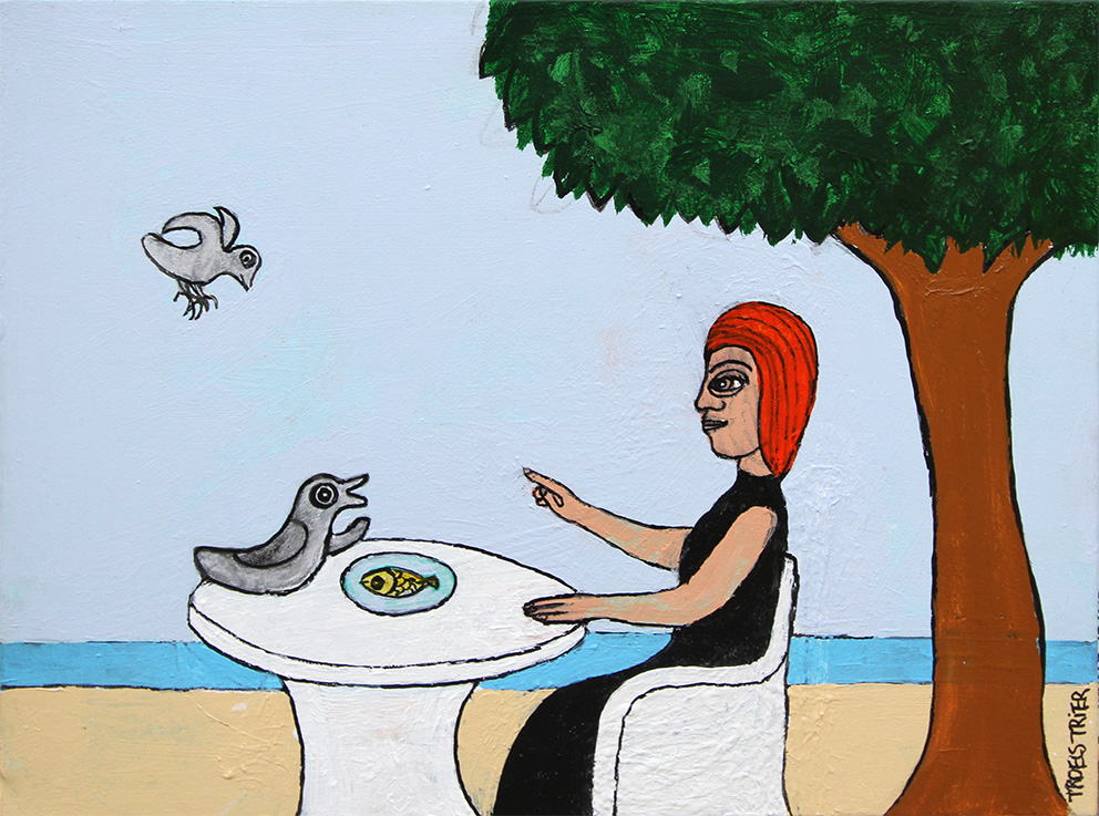 Spisende gæster Malerier Troels Trier | Køb Troels Trier kunst og maleri - Unikt udvalg