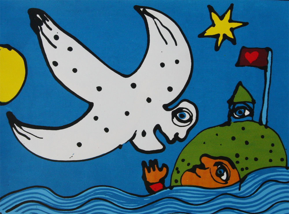 Hvide måge Litografier Troels Trier | Køb Troels Trier kunst og maleri - Unikt udvalg