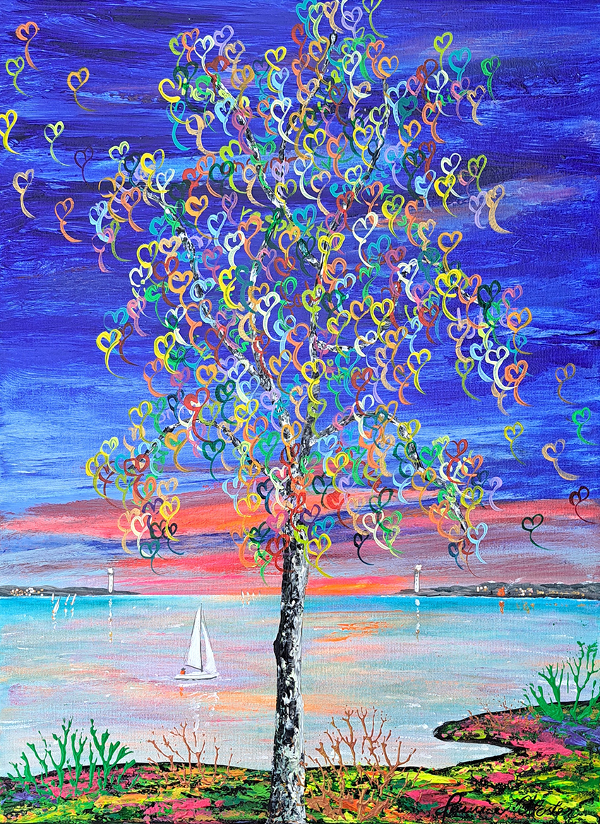 En magisk aften Malerier Jannie Kloster | Smukke og energiske malerier af Jannie Kloster