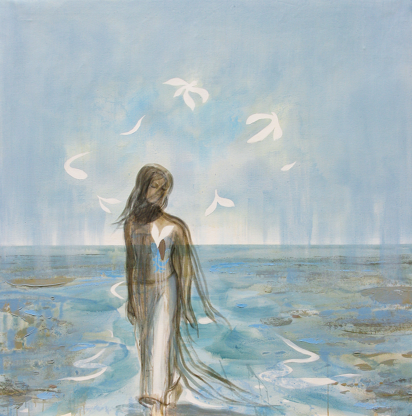 Jeg blev reddet af havets blå Malerier Annette Wier | Køb malerier lavet af Annette Wier - Unik lethed