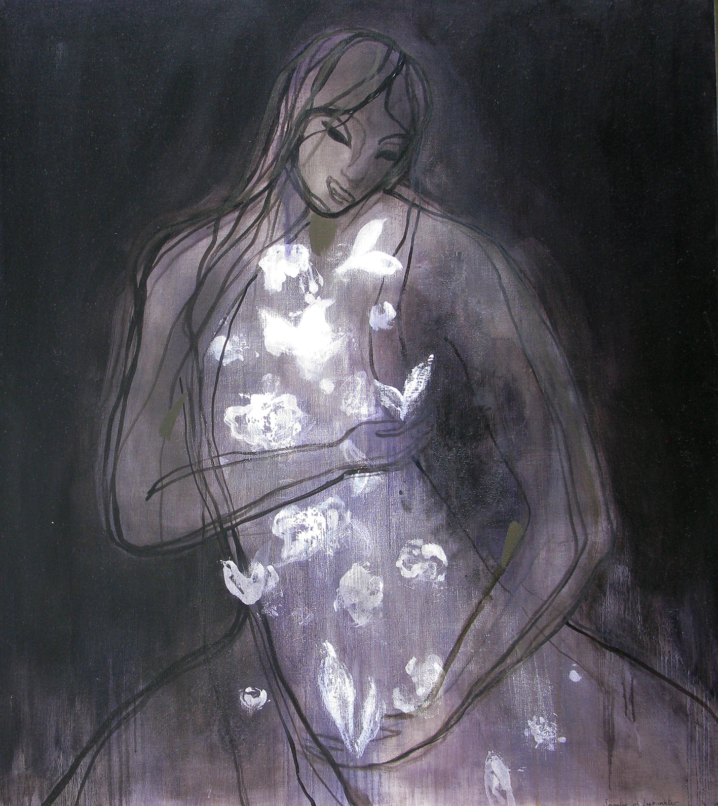 Samler på lyspunkter Malerier Annette Wier | Køb malerier lavet af Annette Wier - Unik lethed