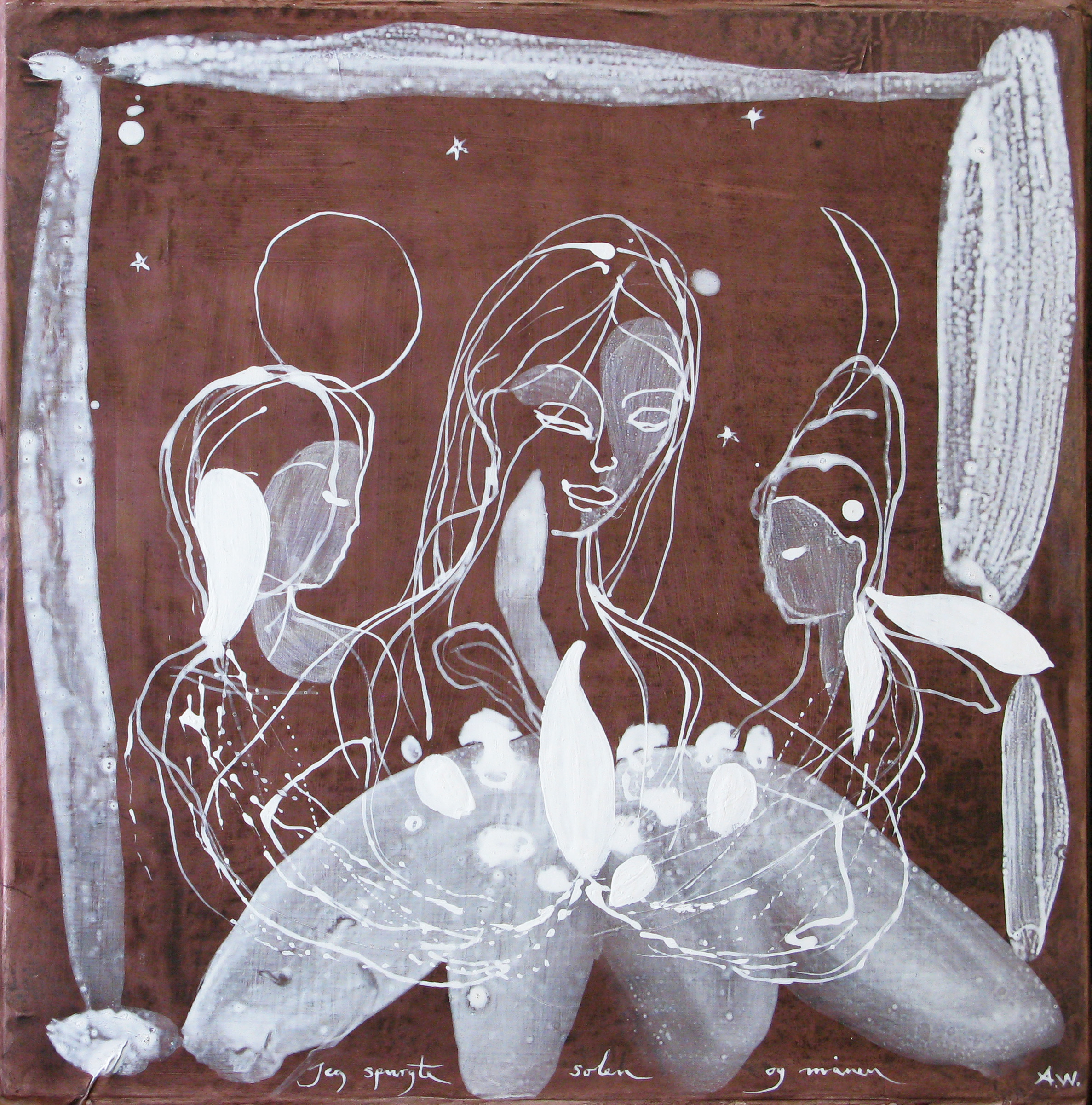 Jeg spurgte solen og månen Malerier Annette Wier | Køb malerier lavet af Annette Wier - Unik lethed