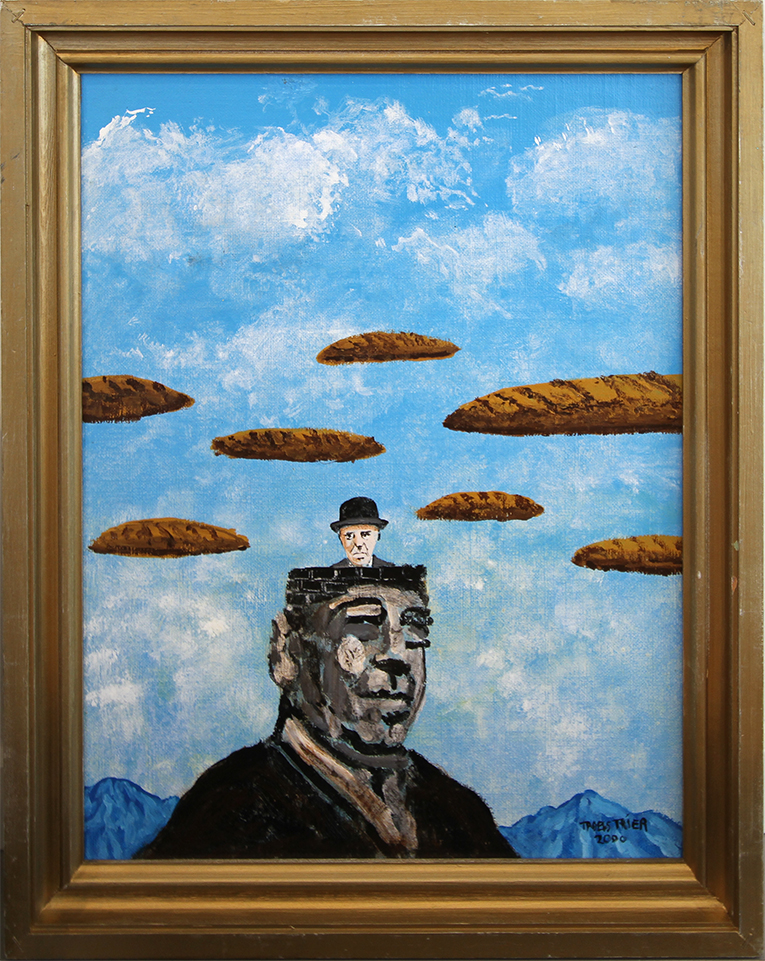 Udsigt med Magritte Malerier Troels Trier | Køb Troels Trier kunst og maleri - Unikt udvalg