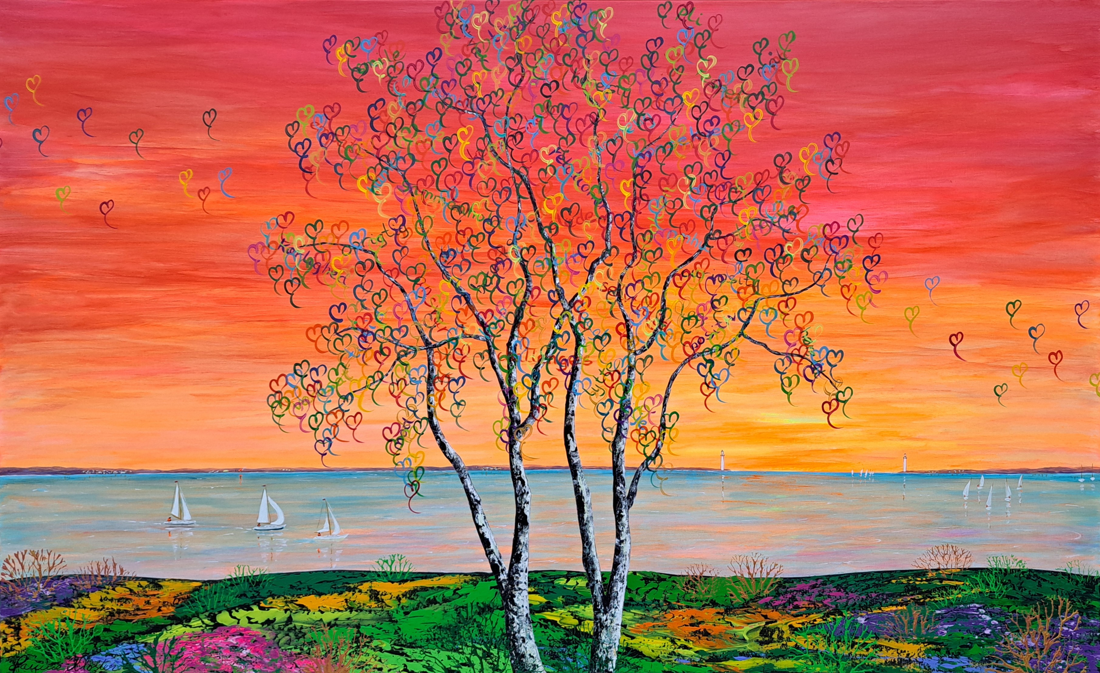 En skøn dag Malerier Jannie Kloster | Smukke og energiske malerier af Jannie Kloster