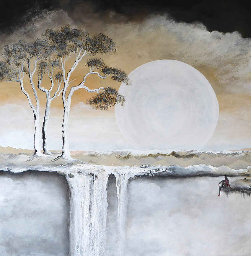 On the egda - West of the moon Malerier Mariann Munck | Køb fantasifulde malerier af Mariann Munck