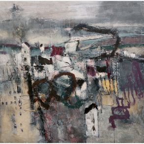 Landsbyens stilhed - maleri af Carsten Frank