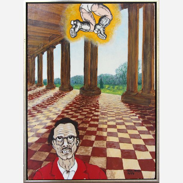 Robert crumb i Versailles - maleri af Troels Trier