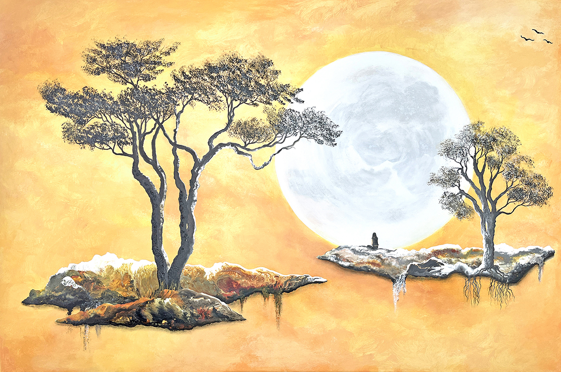 On the edge - Golden Fantasy Malerier Mariann Munck | Køb fantasifulde malerier af Mariann Munck