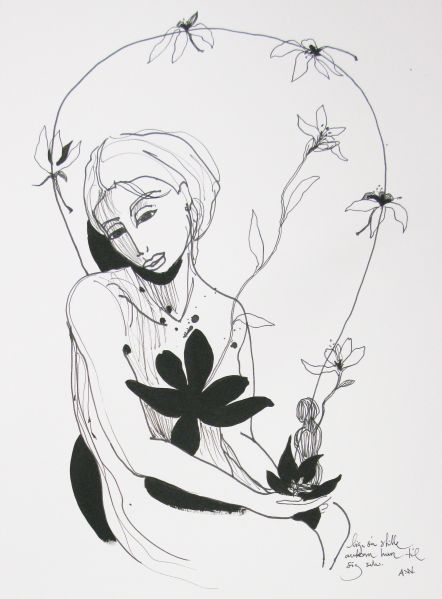 Lige så stille ankom hun til sig selv Maleri Annette Wier | Køb malerier lavet af Annette Wier - Unik lethed