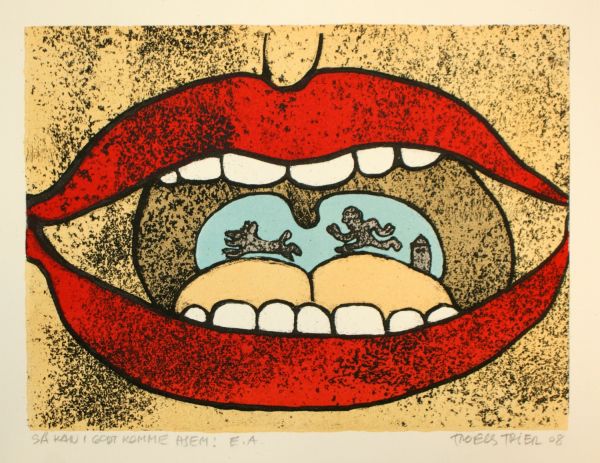 Så Kan I Godt Komme Hjem! Serigrafi Troels Trier | Køb Troels Trier kunst og maleri - Unikt udvalg