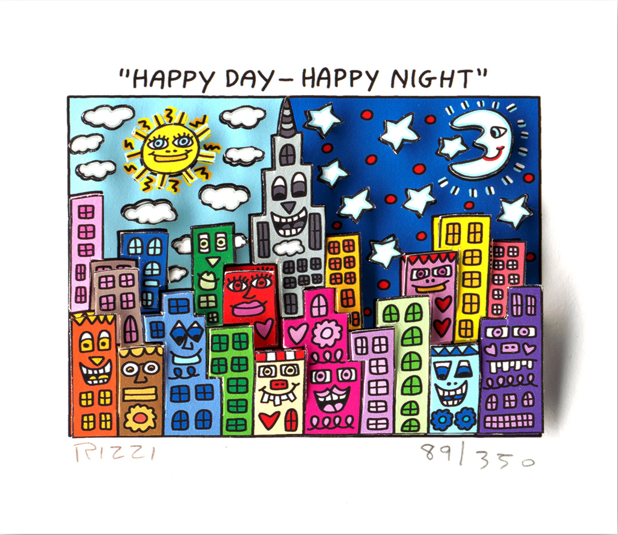 Happy day happy night Kunst James Rizzi | Originale malerier af James Rizzi | Shop her