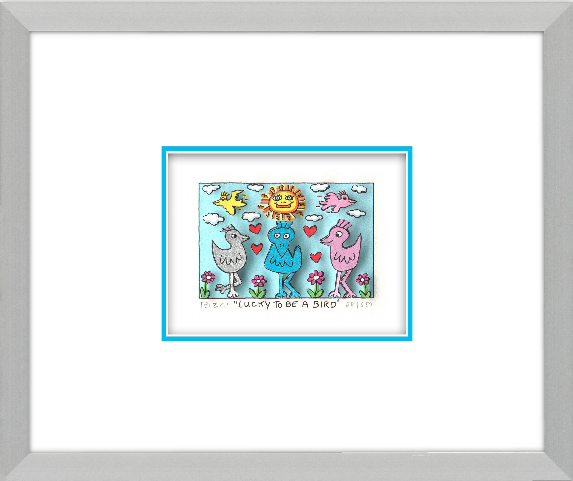 Lucky to be a bird Kunst James Rizzi | Originale malerier af James Rizzi | Shop her