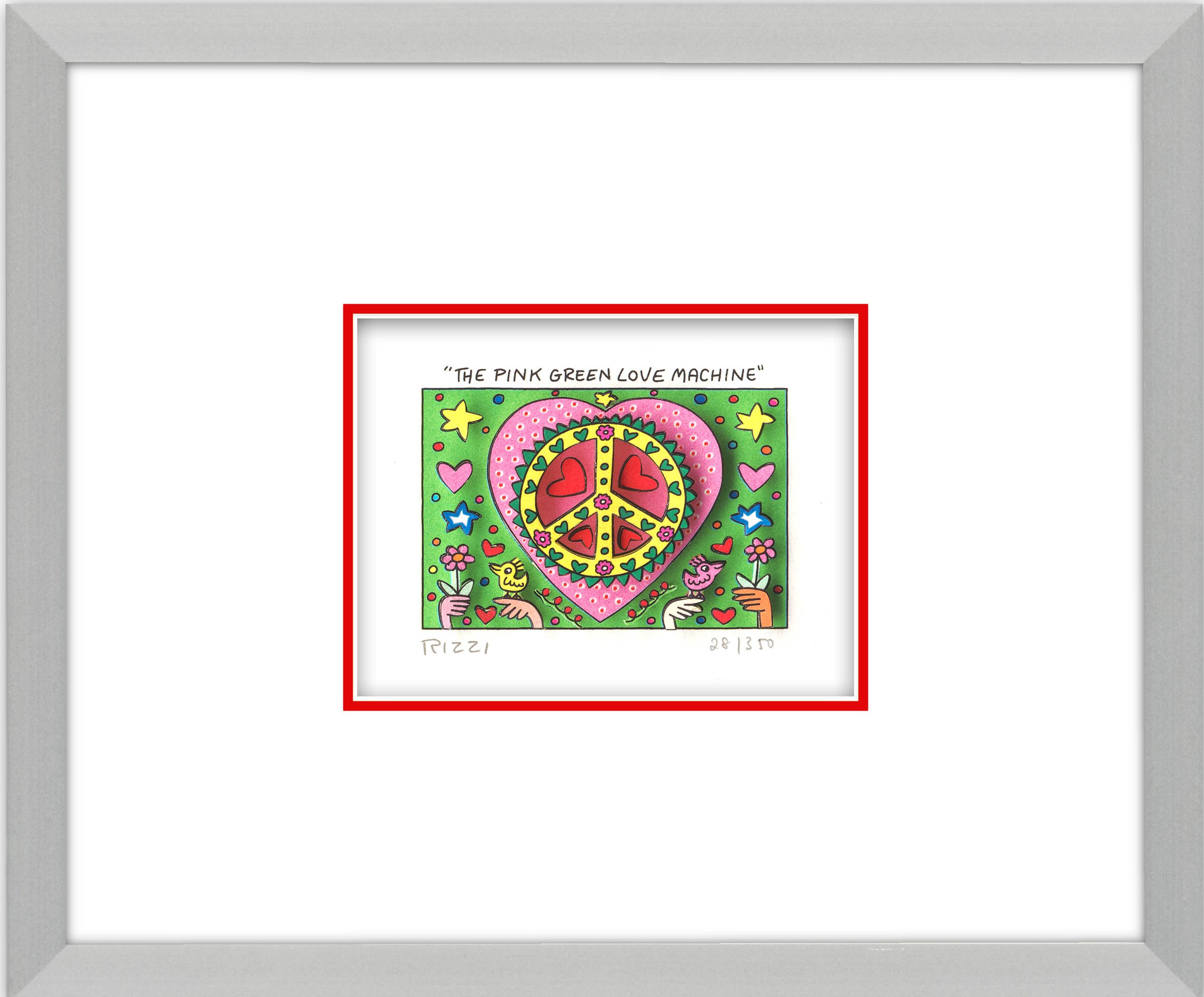 The pink green love machine Kunst James Rizzi | Originale malerier af James Rizzi | Shop her