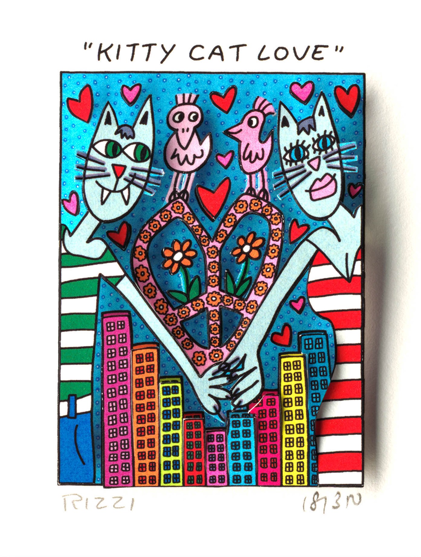 Kitty cat love Kunst James Rizzi | Originale malerier af James Rizzi | Shop her
