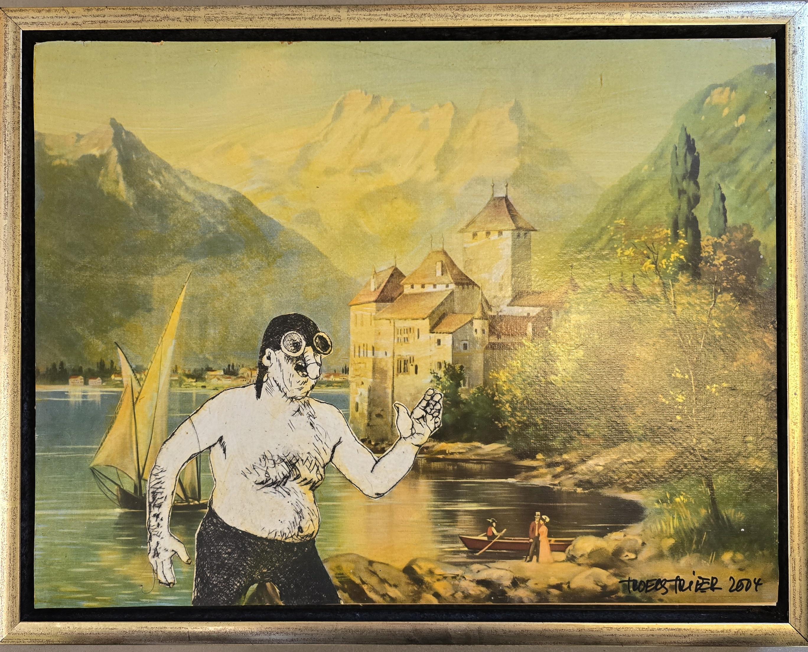 van Dick på farten - i Tyrol Maleri Troels Trier | Køb Troels Trier kunst og maleri - Unikt udvalg
