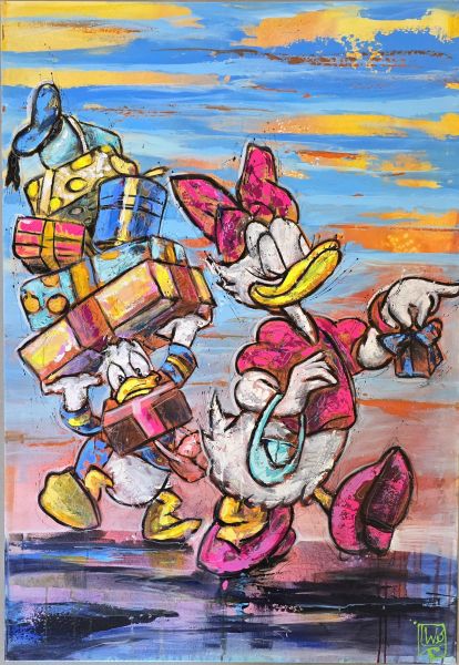 Andersine og Anders And Maleri Jürgen Wölk | Se vores udvalg af malerier af Jürgen Wölk