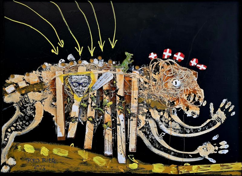 Great Dane - Mixed media af Troels Trier Maleri Troels Trier | Køb Troels Trier kunst og maleri - Unikt udvalg