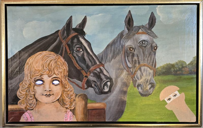 Elisabeth med heste - maleri af Troels Trier Maleri Troels Trier | Køb Troels Trier kunst og maleri - Unikt udvalg