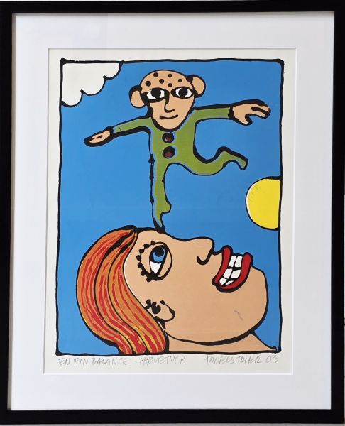 En fin balance - litografi af Troels Trier Kunst Troels Trier | Køb Troels Trier kunst og maleri - Unikt udvalg