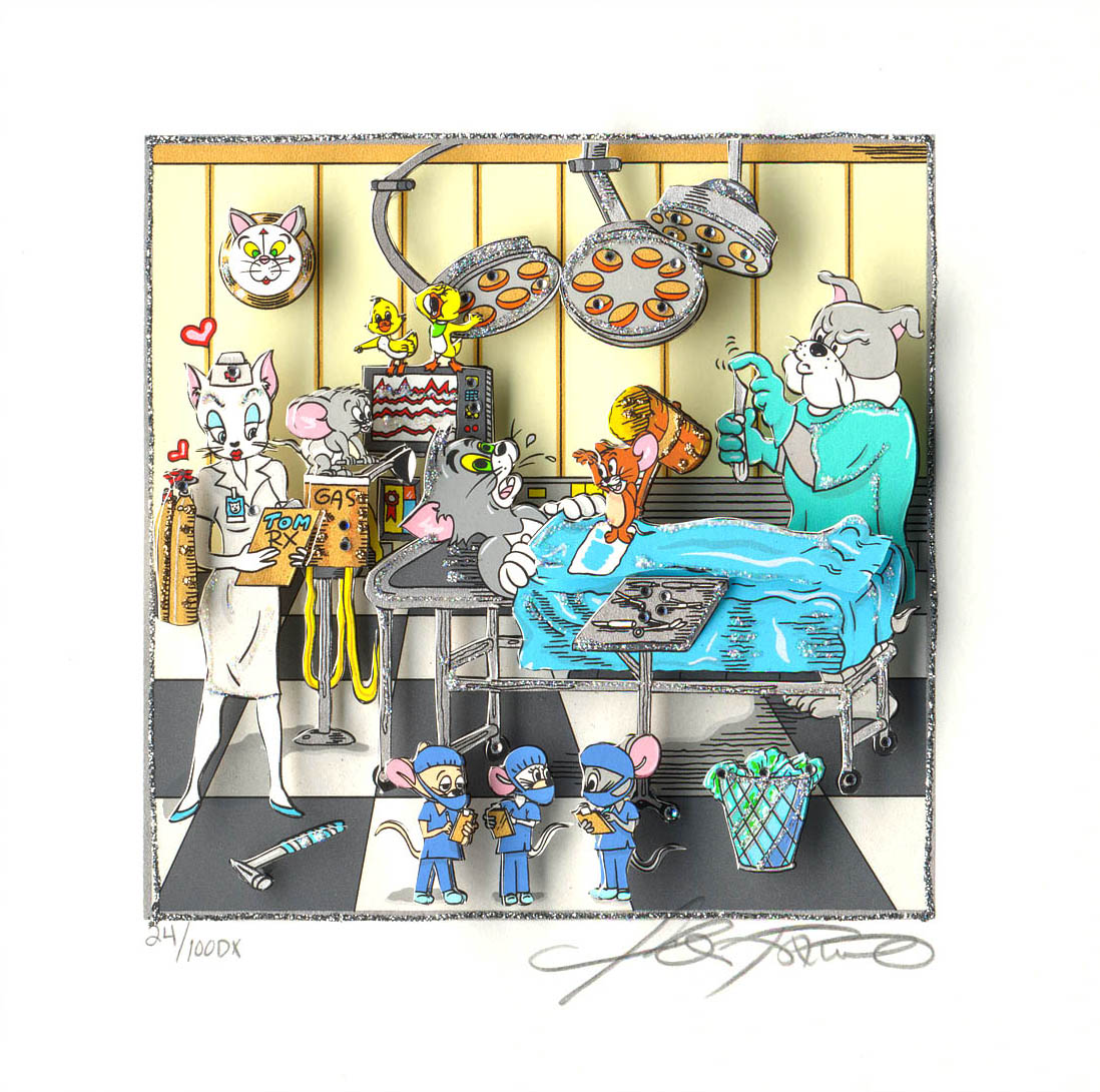 Tom Jerrys surigical catastrophe Vægkunst Charles Fazzino | Køb unikt Charles Fazzino kunst online