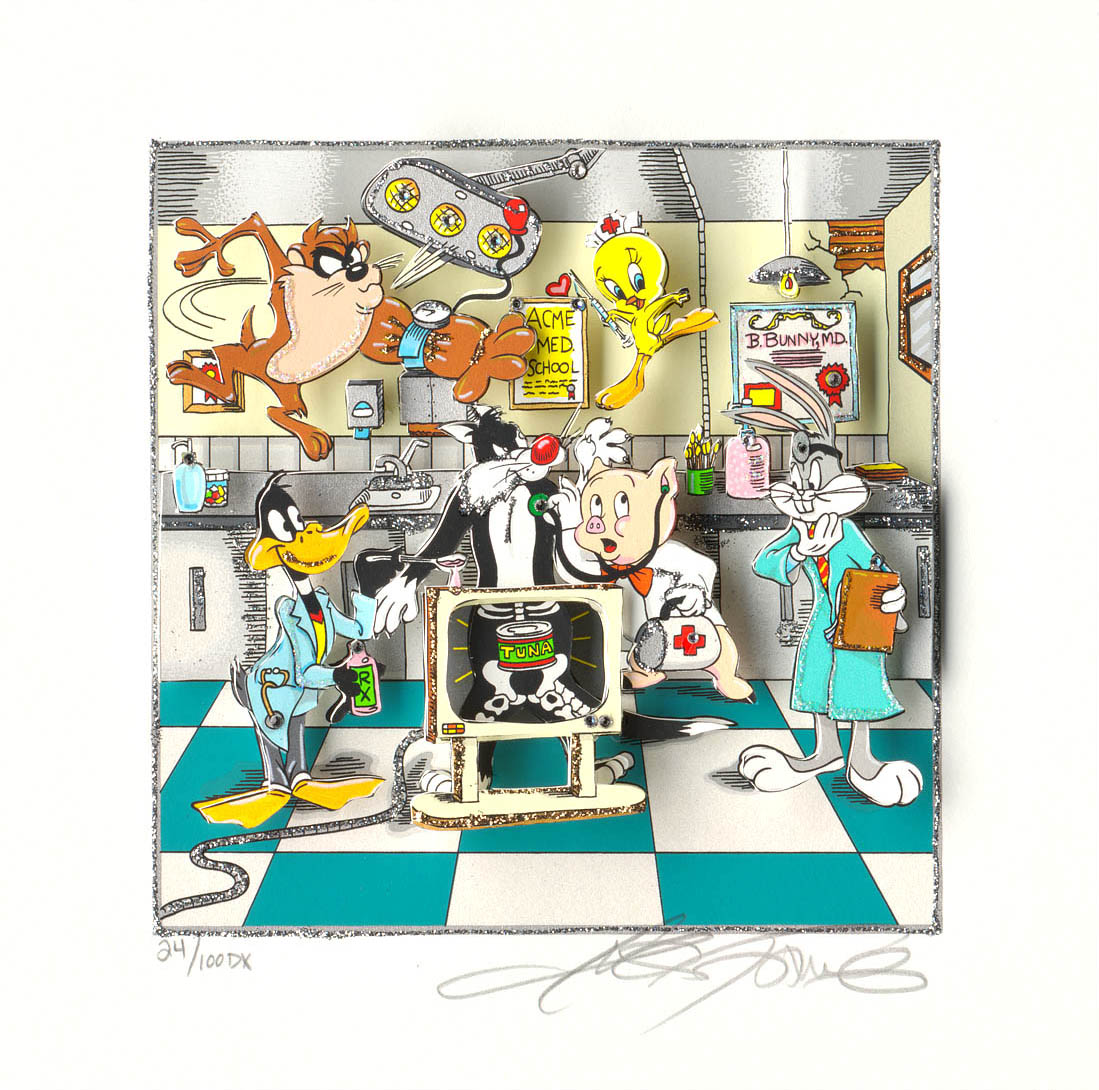 A looney doctor visit Vægkunst Charles Fazzino | Køb unikt Charles Fazzino kunst online