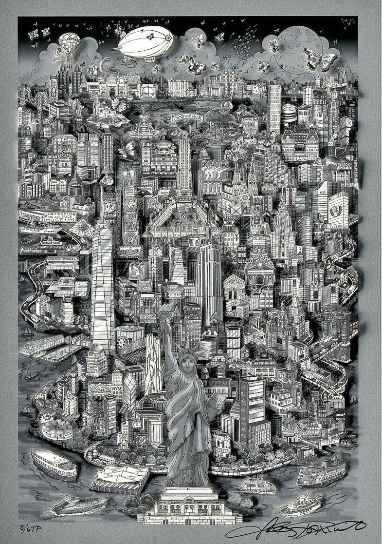 Liberty in the center of it allNYC Vægkunst Charles Fazzino | Køb unikt Charles Fazzino kunst online