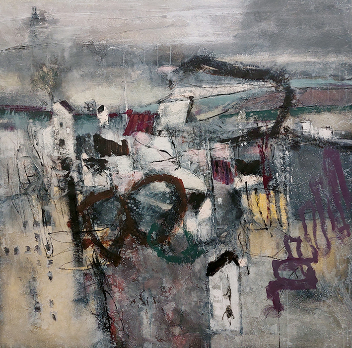 Landbyens stilhed Malerier Carsten Frank | Køb kunst og malerier fra Carsten frank | Unikt udvalg