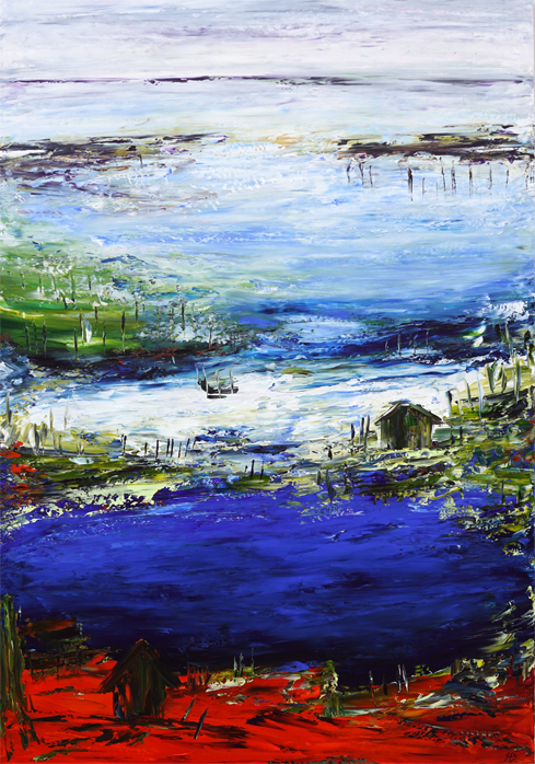 Huse ved fjorden Malerier Helle Bang | Smukke skulpturer skabt af Helle Bang