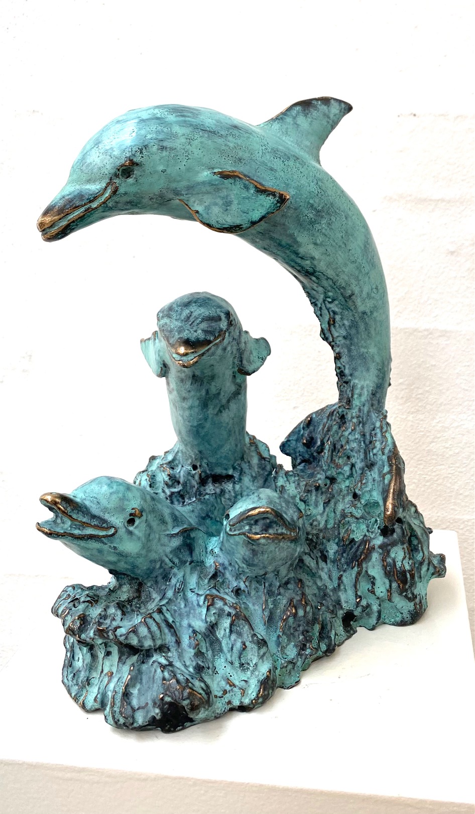Fire delfiner Kan Skulptur Helle Bang | Smukke skulpturer skabt af Helle Bang