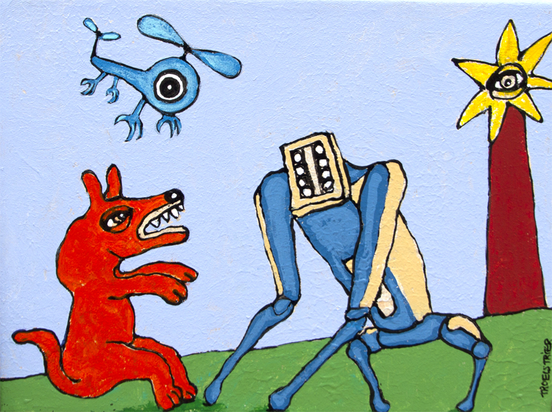 Hund og hund imellem Malerier Troels Trier | Køb Troels Trier kunst og maleri - Unikt udvalg