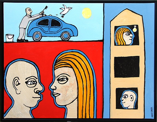 Dør om dør Malerier Troels Trier | Køb Troels Trier kunst og maleri - Unikt udvalg