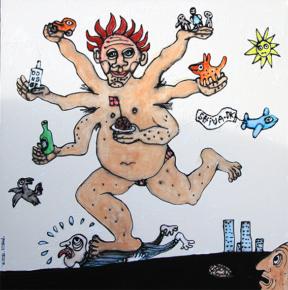 Dansende Shiva Malerier Troels Trier | Køb Troels Trier kunst og maleri - Unikt udvalg