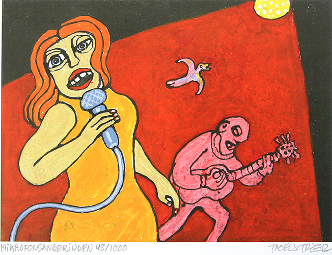 Mikrofonsangerinden Kunstplakater Troels Trier | Køb Troels Trier kunst og maleri - Unikt udvalg
