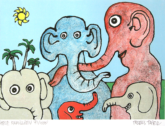 Hele familien Kunstplakater Troels Trier | Køb Troels Trier kunst og maleri - Unikt udvalg