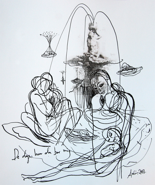 De dage hvor du bar mig Kunsttegninger Annette Wier | Køb malerier lavet af Annette Wier - Unik lethed